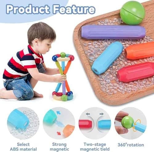 PRIME DEALS Magnetic Sticks Building Blocks for Kids Toys for Girls | Magnetic Toys for Boys Age 3+ Year 4 5 6 7 8 10 12 14 Old Educational Stem Learning Magnet Stick with Balls Game Set (84 PCS). 3