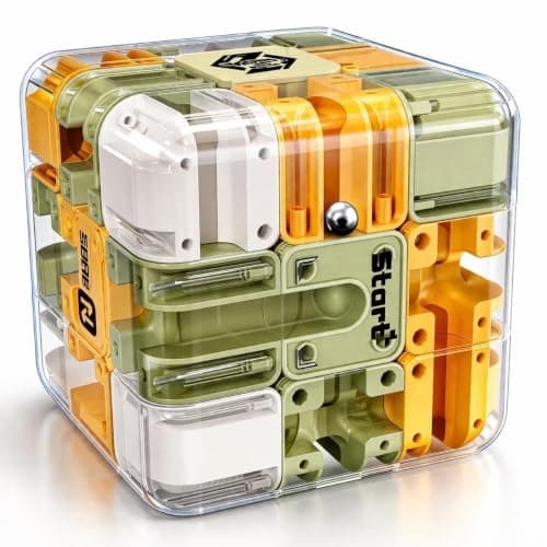 ATHA 3D Maze Puzzle Cube with Metal Ball Inside | Transparent Handheld Marble Run Brain Teaser Game for Kids & Adults | Focus Skill Development Educational Toy and Stress Relief Challenge (1 Psc)