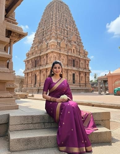 Anjaneya Sarees Woven Solid Designer Banarasi Silk Saree With Blouse (Purple) 5