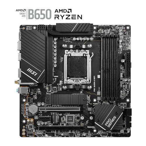 MSI PRO B650M-A WiFi Motherboard | Micro-ATX -Supports AMD Ryzen 7000 Series Processors | AM5-DDR5 Memory Boost 6400+MHz/OC | 2 x PCIe 4.0 x16, 2 x M.2 Gen4 | 4x EZ Debug LED | 7.1 HD Audio | Wi-Fi 6E 2