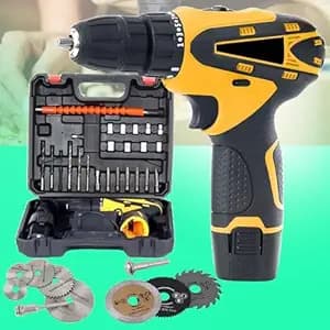 Galaxe Cordless Power Drill Tool Sets 12V Electric Screwdriver Power Tool Set Brushless Cordless Drill with 9pcs HSS Circular Saw Blade/Cutting Discs (GLX12V9CD10, 37pcs tool kit)