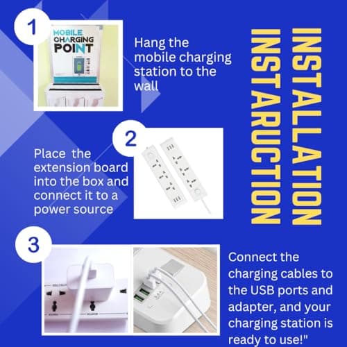 Portable Wall Mount Cell Phone Charging Station for Hospitals, Office, Restaurants, Gyms, Shops, Fast Charging Multiple Devices – Mobile Docking Station with USB Ports 3