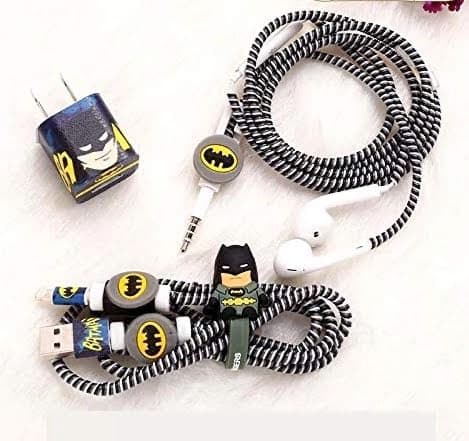J'TTON 8-in-1 Spiral USB and Earphone Cable Protectors Winder, Sticker, Clips, Organizer Clip (Black)