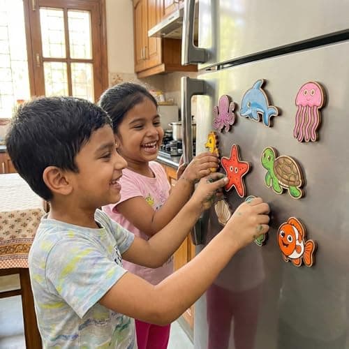 ImagiVibe Paint Your Own 9 Sea Creatures Fridge Magnet DIY Kit for Kids | Ocean Theme MDF Painting Craft Set | Creative Art & Craft Activity | Made in India (Sea Creatures) 3