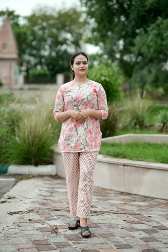 NIVAANI Cotton Night Suit Set for Women Comfortable Cotton Pajama Set for Ladies | Summer Night Dress (RAD Rose, 3XL) 3