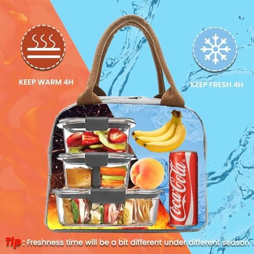FLYNGO Nylon Large Insulated Lunch Bag for Office Men, School, Women, Tiffin Pouch Bag, Hot & Cold Lunch Box Bags for Boys, and Girls (Blue Rose), 10 Liters 2