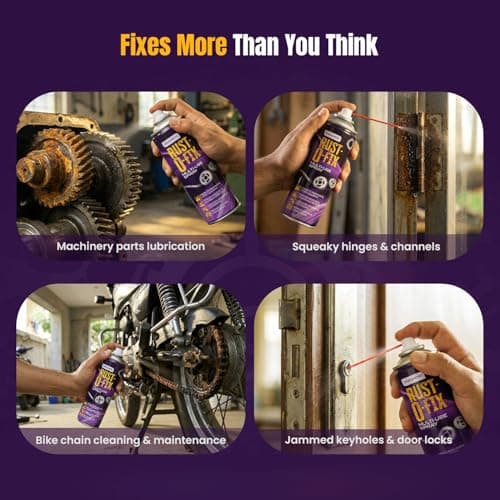 Asian Paints Rust-O-Fix Multi-Use Spray – 250ml | Protects from Rust, Removes Moisture & Sticky Residue | Lubricates, Cleans & Loosens Jammed Parts | For Home Improvement & Auto Maintenance 4