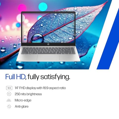 HP 14, Intel Core i7-13th Gen (24GB DDR4, 1TBSSD), FHD, Micro -Edge, Anti-Glare, 14''/35.6cm, Win11, M365* Office24, Silver, 1.41kg, FHD Camera, Iris Xe Graphics, Backlit Laptop 4