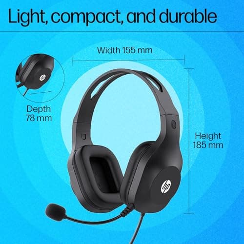 HP H120 Stereo USB Headset, Plug-and-Play USB-A, Built-in Noise-canceling mic, Adjustable Head Strap, Padded Ear Cushions, 360-degree Bendable mic, 1-Year Limited Warranty, Black, 9Z4V9AA 3