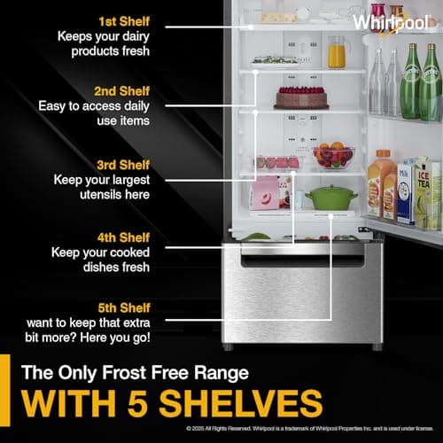 Whirlpool 235 L Frost Free Triple-Door Refrigerator (FP 253D PROTTON ROY RADIANT STEEL(Z) Double Door Refrigerator space) 3