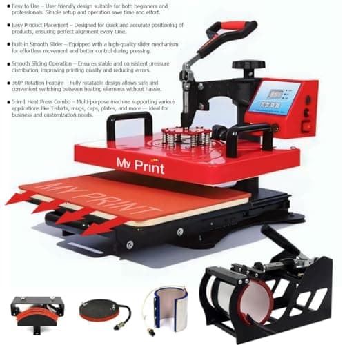 Complete Sublimation Printing Business Setup | T-Shirt & Mug Printing Machine | Heat Press 5 in 1 + Printer + Ink + Paper | Start Small Business | MY PRINT (with Slider Heat Press) 2