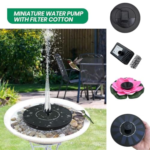 ZIBUYU® Solar Water Fountain for Home Garden - Lotus Flower Shaped Waterfall, Floating Brushless Pump, 8 Nozzles ABS Material, for Terrace Garden Setup, Aquarium, Fish Pond & Outdoor Decor 5