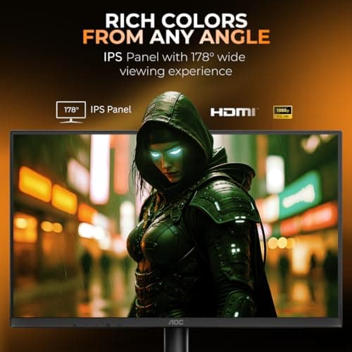 AOC 24B30H2 24 Inch (23.8") FHD IPS Monitor | 120Hz Refresh Rate | 1ms Response Time | Adaptive Sync | 3-Side Frameless | HDMI & VGA | Low Blue Mode | VESA Mount 5