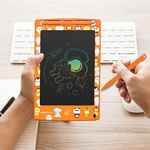 amazon basics Writing Tablet with 8.5-inch rainbow colour LCD screen and Stylus Pen for Kids & Adults (Orange) 5