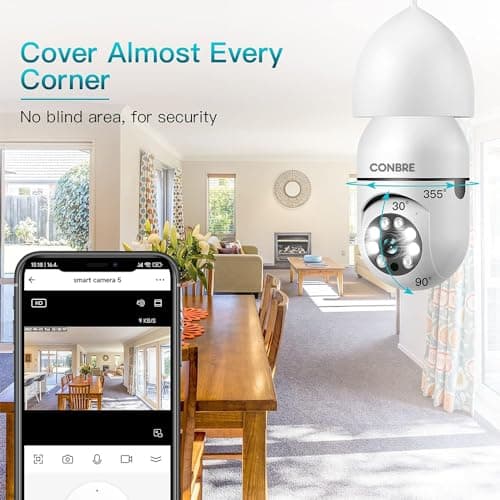 Conbre LightXR 2MP Full HD Indoor Wireless WiFi CCTV Security Camera | Motion Tracking | Two Way Talk | Colored Night Vision | Support Upto 128GB SD Card | Includes E27 Holder 2