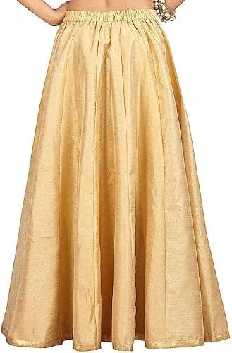 Studio Shringaar Women's Readymade Polyester Maxi Skirt Lehenga (Gold, XL) 2