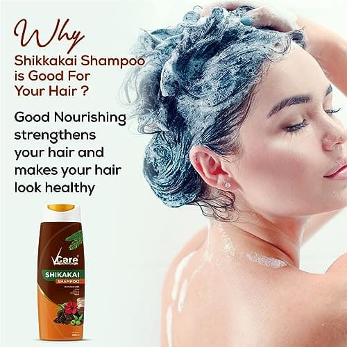 VCare Shikakai Shampoo with Goodness of Aloe Vera & Neem, Amla, Hibiscus, Shikakai For Strong & Healthy Hair, For Men And Women - 200ml (Pack Of 3) 3