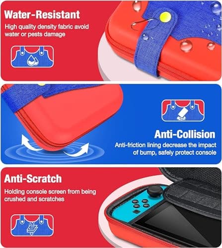 OIVO INDIA Red-Blue Travel Case Pouch Compatible with Nintendo Switch and for Switch OLED Console, Portable Travel Carry Case for Switch/Switch OLED, Protective Box Cover 2