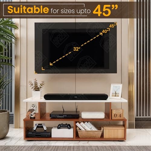 ABOUT SPACE TV Stand - Engineered Wood TV Showcase with Foot Pad Entertainment Console Shelf Storage for Set Top Box, Decor, Books for Living Room TV Unit - Oak Red(L 101 x B 40.5 x H 41 cm) 3