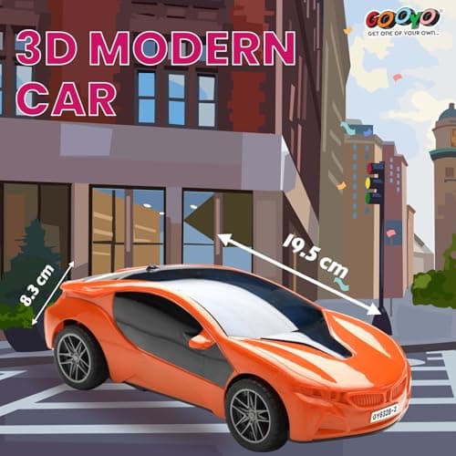 Gooyo GY-6328-11 Hi-Speed Racing Car Toy with 3D Lighting Feature | 3D Lights Famous Remote Control Car Toy for Kids | Orange | 3xAA Battery (Not Included) | Gift Box Packaging 3