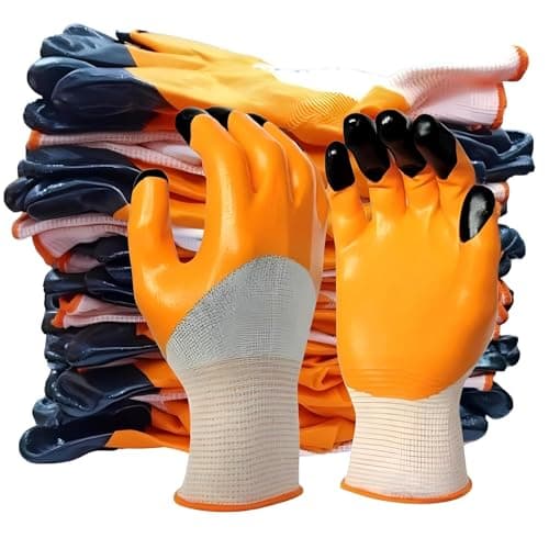 SSWW Tiger Print Latex Palm Coated Safety Hand Gloves Pack Of 5 Pair, Multi