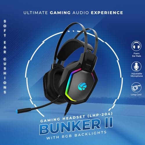 SYSTEM TECH Wired Gaming Headset with Mic, RGB LED Light, 40mm Drivers, Noise Isolation Over-Ear Headphones, Adjustable Headband, 3.5mm Jack for PC, Laptop & Mobile (Black) 2