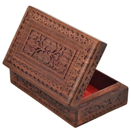Fine Craft India Handmade Wooden Jewellery Box Set of 3 (Large) | Organizer with Intricate Carvings | Birthday & Anniversary Gift for Women & Men (RH_jewelry_box_2_L_3P) 4