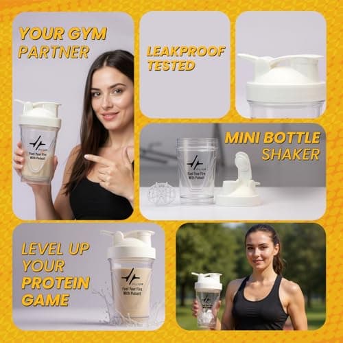 PulseIT TurboMix Protein Shaker Bottle 400ml | BPA-Free Leakproof Gym Shaker with Plastic Mixing Ball | Protein Mixer Bottle for Whey Protein, BCAA, Creatine & Pre-Workout (White) 2
