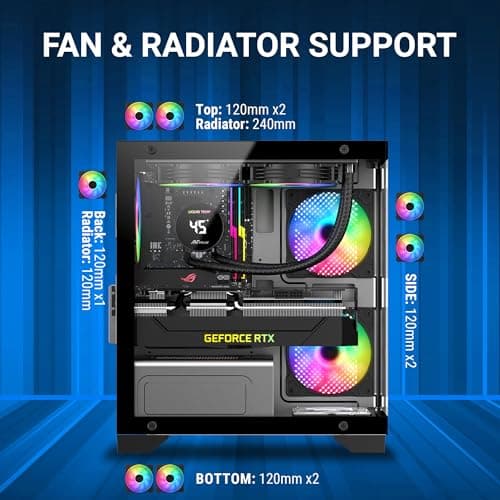 Ant Value Tempered_Glass CV200 Mid-Tower Computer Case/Gaming Cabinet - Black | Support M-ATX, M-ITX | Pre-Installed 3 Static RGB Fans 5