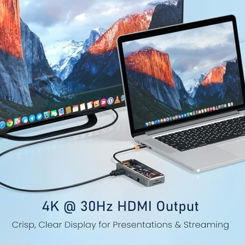 Portronics MPort View Three 10-in-1 USB-C Docking Station, 100 W PD Charging, 4K HDMI, VGA, RJ45 Ethernet, SD/TF Card Slots, USB 3.0/2.0 Ports, 3.5 mm Audio, for All Type C Devices, Windows/MacBook 4