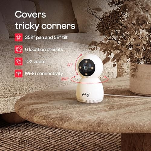 Godrej 3MP Smart Wi-Fi CCTV Camera | EVE Pro 3 | New Launch | Night Vision | 360° View | AI Human Tracking | Motion Detection | Indoor Camera | 2-Way Talk | Up to 256GB SD Card Support | Alexa Support 2