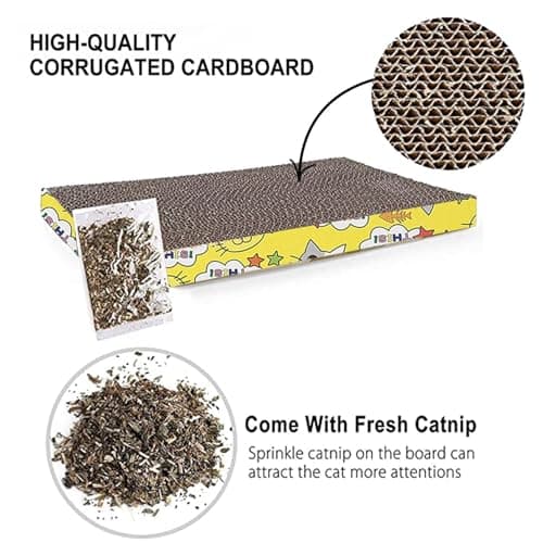 Emily Pets Cardboard Cat Scratcher and Cat Stick Combo, Catnip, Chew Interactive Toy for Cats and Kitten (Pack of 2,Color May Vary) 5