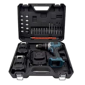 Variable Speed Cordless Drill Lithium Battery Electric Power Drills Cordless Electric Screwdriver Drill Cordless Screw Driver with Soft Grip Power Drill Set with 2 Batteries And Charger