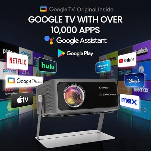 E Gate Zen 12X | Official Google TV & Netflix Inside | 100% Dust Proof | Brightest 1200 ISO | Native 1080p Projector 4K Ultra HD | Auto Keystone & Focus | ScreenFree | Dolby Audio-20W Speaker, EGATE 2