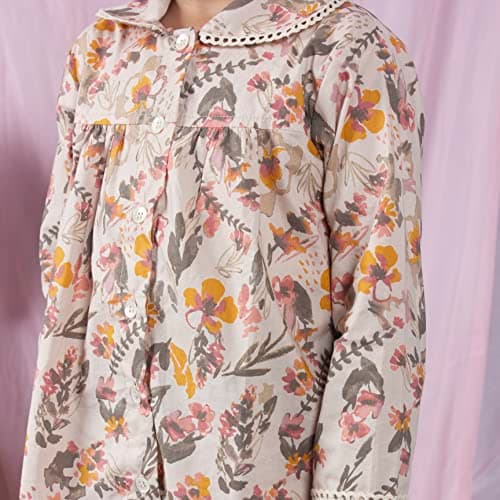 Girls' Pure Cotton Nightwear Pyjama Sets: Soft, Comfortable & Breathable Sleepwear for Kids - Stylish Girls Night Suits in India-Floral Print Skin Color(0-6) Months 2
