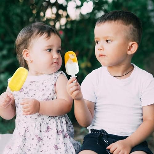 BURRDOFF (Set of 2) (Pink+Blue) Stackable Mini Silicone Ice Cream Maker, Ice Cream Mould Set Kulfi Moulds Set Popsicle Mould Silicone, Kulfi Maker for Freezer 4