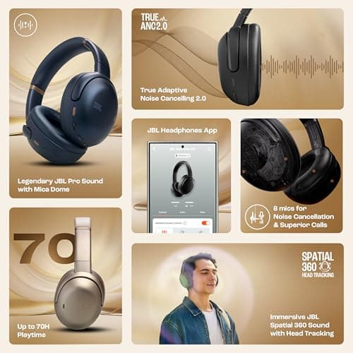 JBL Tour One M3 Award Winning Wireless Over Ear Headphones with ANC 2.0, Hi-Res LDAC Audio,Spatial 360 Sound, 8 Mics - Perfect Calls with Crystal AI,70Hrs Playback, Black 2