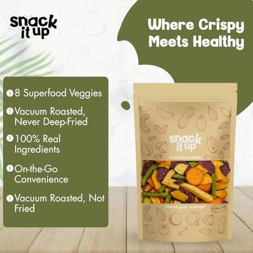 Snack It Up Vacuum Cooked Mix Vegetable Chips (90g) | Healthy Chips | 8 Real Dehydrated Air Fried Healthy Snacks | Gluten Free, Vegan, Plant Based | Low Oil, Zero Preservatives | Organic , Non GMO, Lo 4