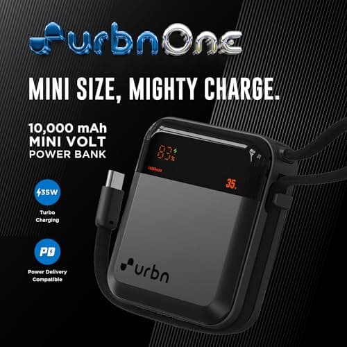 URBN 10000 mAh 35W Mini Volt Power Bank | Dual Output | PD + QC Compatible | Two-Way Fast Charge | Pass-Through Charging | for MacBook Air, iPhone, Samsung, Android & More (Grey) 2