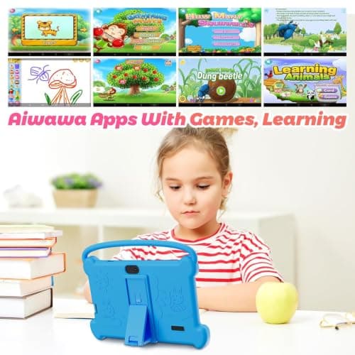 HAYUA Kids Tablet 7 inch 3-9 with Protective Case, 4GB RAM 32GB ROM, Toddler Tablets, Andriod Educational Learning Device,Prarent Control, Netflix,YouTube,aiwawa apps (Blue) 5