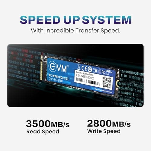 EVM 1TB M.2 NVMe SSD 2280 | PCIe Gen3x4 Internal SSD | 3500MB/s Read | 2800MB/s Write | 3D NAND Flash | Ultra Fast Storage | High Performance | for Laptop & Desktop | 5 Year Warranty(EVMNV/1TB) 3