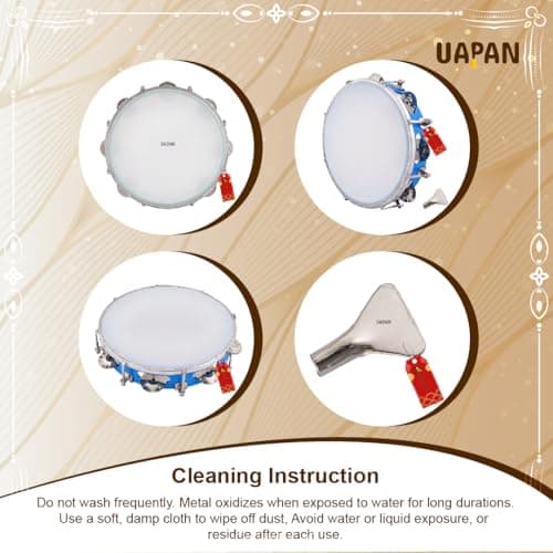 UAPAN Dafli Musical Instrument Dafli/Tambourine 10 inch Hand Percussion Musical Instrument (Blue tambourine) 4