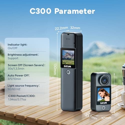 SJCAM C300 4K Pocket Action Camera,7Hour Power, 6-Axis Stabilizer, Dual-Touch Screen Body Camera, Waterproof, Suitable for Vlogging and Live Streaming, with Helmet Mount Kits, Black (64GB SD Card) 5
