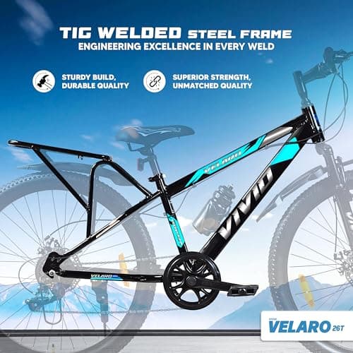 Leader Vivid Valero 26T IBC 7 Speed Cycle for Men with Front Suspension & Dual Disc Brakes | Gear Bicycle for Men | Mountain Bike with Inbuilt Carrier & Steel Frame | Ideal for 10+ Years – Black 3
