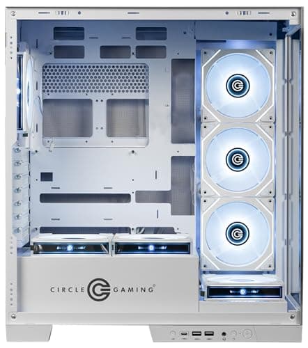 Circle Defender ZX7 Mid-Tower Gaming Cabinet - White | Supports ATX, M-ATX, ITX | Reverse Connector Motherboard Compatible | 3X Front, 3X Bottom, 1X Rear 120MM ARGB Fans with Infinity Mirror 3
