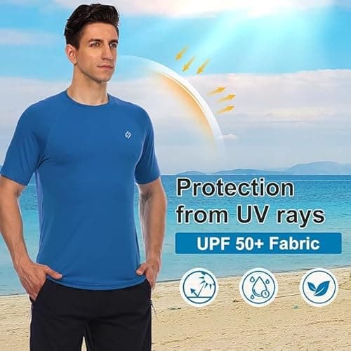 Aqua Holic men's Short Sleeves T-Shirt-UPF50+ Sun Protection Quick Dry T-Shirt for Swimming, Hiking Atheltic Workout Rash Guard- 3XL 4