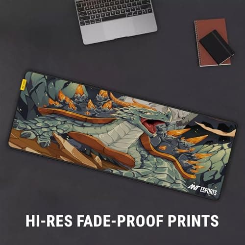 Ant Esports Golden Dragon Unique Mouse Pad Gaming Mouse Pad Extended Mouse Mat for Mouse Keyboard with Stitched Edges Waterproof Non-Slip Base Mousepads for Office Home Shop Gaming Extra Large_Gold 2