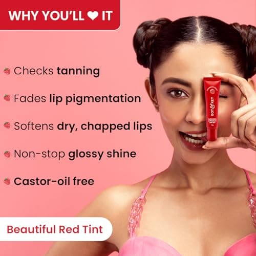 Dot & Key Strawberry Lip Balm (12gm) for Moisturization | Soft and Naturally Brightens Lips |Tinted Lip Balm with SPF 50 & Vitamin C + E | Lipbalm for Dry & Dark Lips | For Women 4