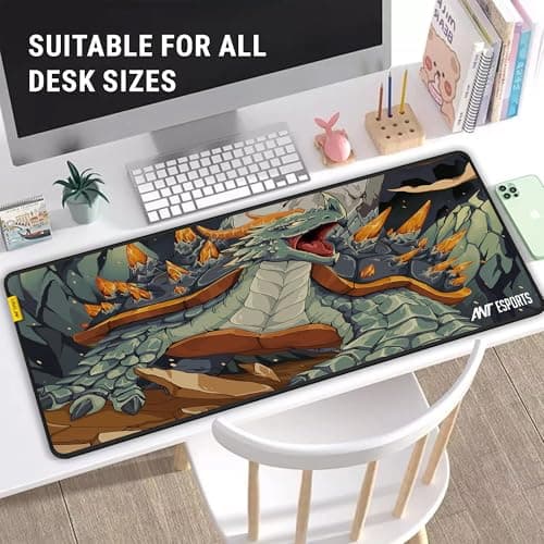Ant Esports Golden Dragon Unique Mouse Pad Gaming Mouse Pad Extended Mouse Mat for Mouse Keyboard with Stitched Edges Waterproof Non-Slip Base Mousepads for Office Home Shop Gaming Extra Large_Gold 3