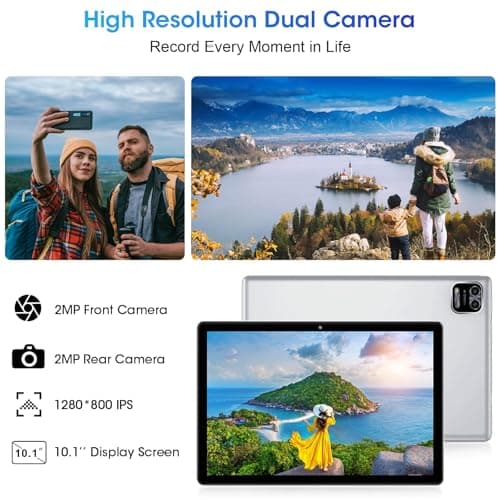 WeTap Android Tablet 10 Inch 3GB RAM 64GB ROM Android 12 Tablets Octa-Core Processor 1280x800 IPS Display Tablet with Camera 2+8MP WiFi Bluetooth 6000mAh Battery (Silver) 5